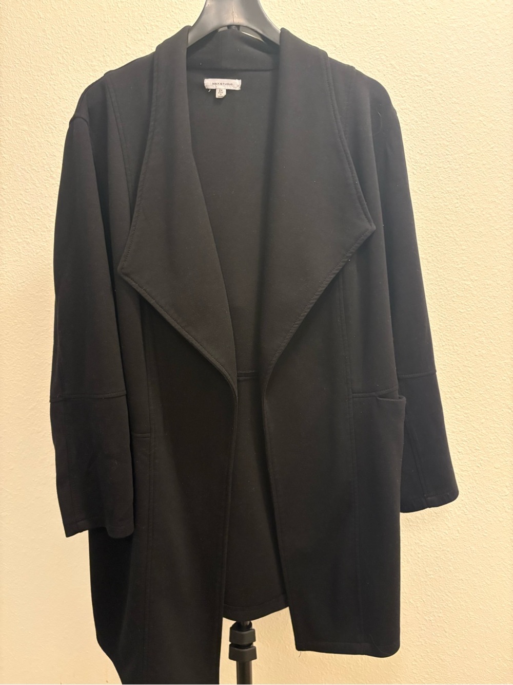 Max Studio Black Open-Front Trench Jacket/Blazer
